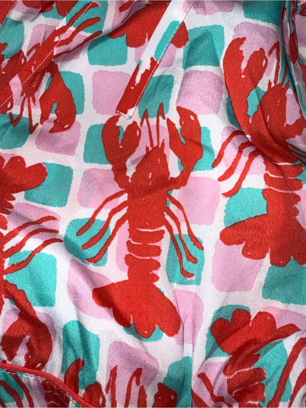 Bouffants & Broken Hearts Crawfish Two-Piece Set - Red, Teal & Pink, Small - Picture 6 of 7